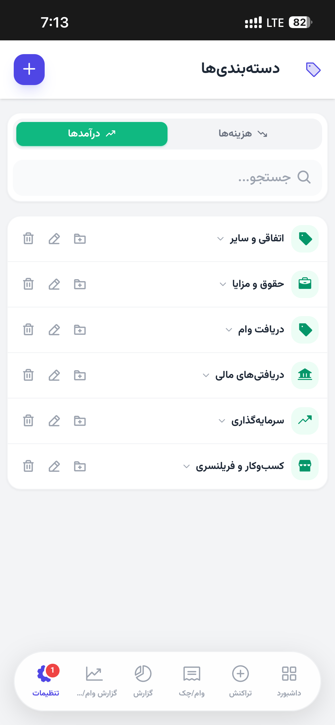 دسته بندی درآمد